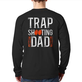 Shotgun Skeet Trap Clay Pigeon Shooting Dad Father Vintage Back Print Long Sleeve T-shirt | Mazezy