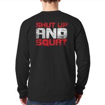 Shut Up And Squat Personal Trainer Back Print Long Sleeve T-shirt | Mazezy UK