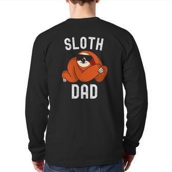 Sloth Dad Father's Day Men Sloth Daddy Sloth Lover Lazy Back Print Long Sleeve T-shirt | Mazezy