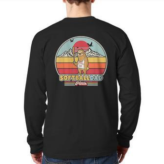 Softball Dad Retro Style Sloth Back Print Long Sleeve T-shirt | Mazezy