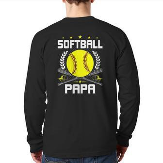 Softball Papa Baseball Lover Dad Back Print Long Sleeve T-shirt | Mazezy DE