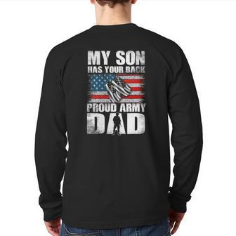 My Son Has Your Back Proud Army Dad Military Dad Back Print Long Sleeve T-shirt | Mazezy