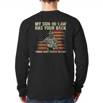 My Son In Law Has Your Back Proud Army Father In Law Back Print Long Sleeve T-shirt | Mazezy