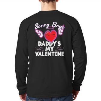 Sorry Boys My Daddy Is My Valentine Heart Angel Back Print Long Sleeve T-shirt | Mazezy