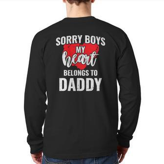 Sorry Boys My Heart Belongs To Daddy Kids Valentines Back Print Long Sleeve T-shirt | Mazezy