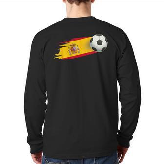 Spain Soccer Ball Spain Flag Jersey Spanish Football Fan Back Print Long Sleeve T-shirt - Monsterry