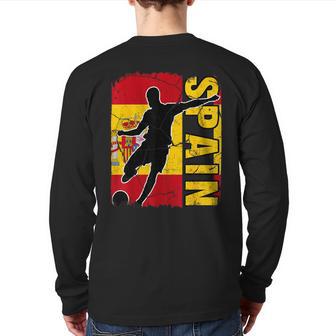 Spain Soccer Team Spanish Flag Jersey Football Fans Back Print Long Sleeve T-shirt - Monsterry