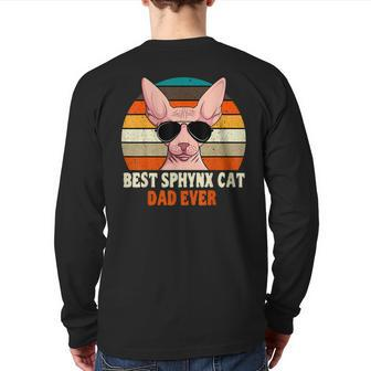 Sphynx Cat Dad Owner Breeder Hairless Pet Lover Father's Day Back Print Long Sleeve T-shirt | Mazezy