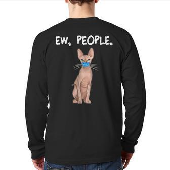 Sphynx Ew People Cat Wearing Face Mask Back Print Long Sleeve T-shirt - Monsterry AU