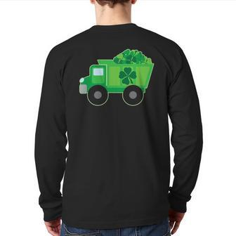 St Patrick's Day Irish Dump Truck Driver Boys Holiday Back Print Long Sleeve T-shirt | Mazezy