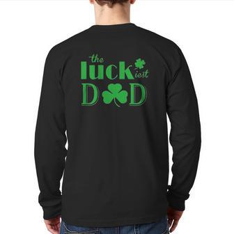 St Patrick's Day The Luckiest Dad Back Print Long Sleeve T-shirt | Mazezy