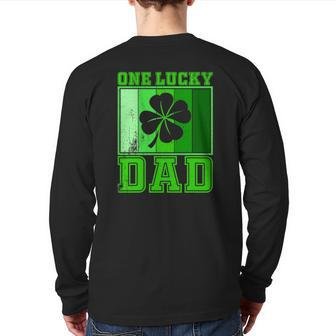 St Patrick's Day One Lucky Dad Vintage Father Back Print Long Sleeve T-shirt | Mazezy