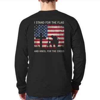 I Stand For The Flag And Kneel For The Cross Back Print Long Sleeve T-shirt | Mazezy