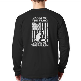 We Stand For The Flag Kneel For The Fallen Jumper Back Print Long Sleeve T-shirt | Mazezy
