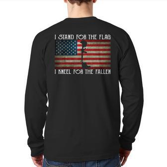 I Stand For The Flag I Kneel For The Fallen Veteran Back Print Long Sleeve T-shirt | Mazezy