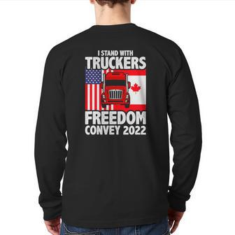I Stand With Truckers Freedom Convoy 2022 Ver2 Back Print Long Sleeve T-shirt | Mazezy
