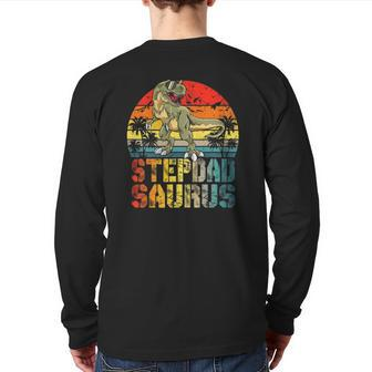 Stepdadsaurusrex Dinosaur Stepdad Saurus Family Matching Back Print Long Sleeve T-shirt | Mazezy