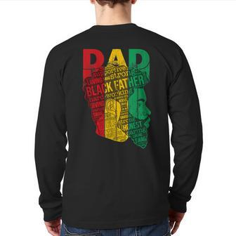 Strong Black Dad King African American Natural Afro Back Print Long Sleeve T-shirt | Mazezy