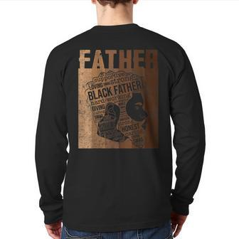 Strong Black Father Dope Dad Black Natural Afro African Back Print Long Sleeve T-shirt | Mazezy