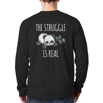 The Struggle Is Real Panda Gym Workout Back Print Long Sleeve T-shirt | Mazezy