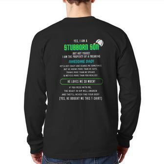Stubborn Son Awesome Dad Back Print Long Sleeve T-shirt | Mazezy