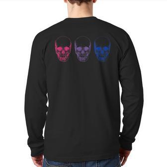 Subtle Bisexual Pride Goth Bi Pride Flag Skull Back Print Long Sleeve T-shirt | Mazezy DE