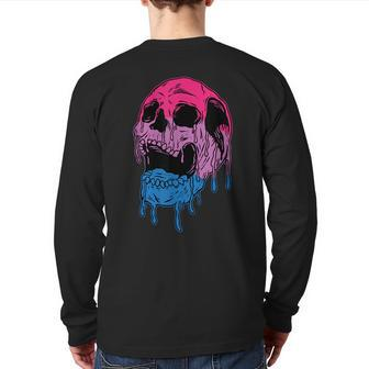 Subtle Bisexual Skull Bi Pride Flag Bisexuality Back Print Long Sleeve T-shirt | Mazezy CA