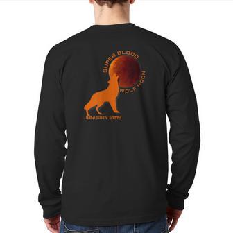 Super Blood Wolf Moon First 2019 Eclipse Back Print Long Sleeve T-shirt - Monsterry AU