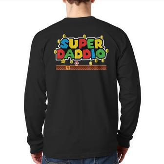 Superdaddio Dad Daddy Father Video Game Lovers Back Print Long Sleeve T-shirt | Mazezy