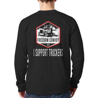 I Support Truckers Freedom Convoy 2022 Back Print Long Sleeve T-shirt | Mazezy