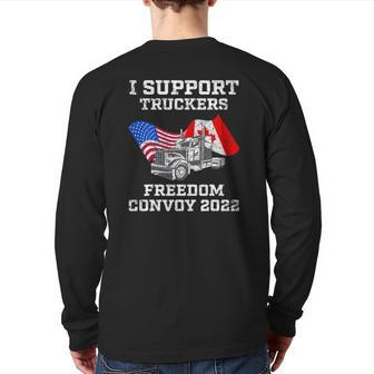I Support Truckers Freedom Convoy 2022 Usa And Canada Back Print Long Sleeve T-shirt | Mazezy