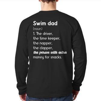 Swim Dad Definition Swimming Father Of A Swimmer Dad Back Print Long Sleeve T-shirt | Mazezy