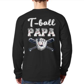 T-Ball Ball Papa Baseball Dad Game Day Father's Day Back Print Long Sleeve T-shirt | Mazezy
