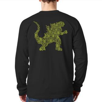 T-Rex Monster Kaiju Robot City Giant Dinosaur Back Print Long Sleeve T-shirt - Monsterry