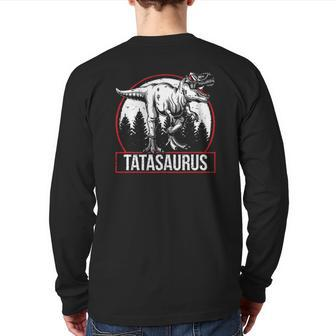 Tatasaurus Dinosaur Tata Saurus Father's Day Back Print Long Sleeve T-shirt | Mazezy