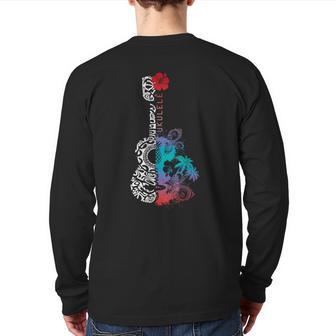 Tattoo Tribal Pattern Ukulele Hawaii Music Back Print Long Sleeve T-shirt - Monsterry CA