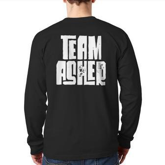 Team Asher Distressed Son Husband Grandson Dad Sports Group Back Print Long Sleeve T-shirt | Mazezy