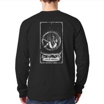 Ten Of Swords Tarot Card Occult Pagan Wiccan Witch Gothic Back Print Long Sleeve T-shirt - Monsterry AU