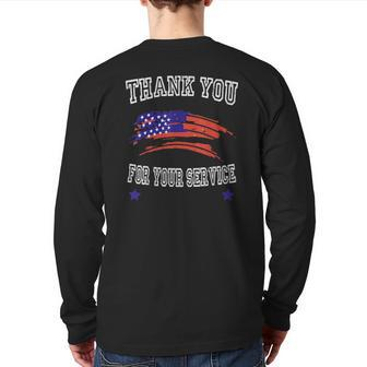 Thank You For Your Service Patriotic Veterans Day Back Print Long Sleeve T-shirt | Mazezy