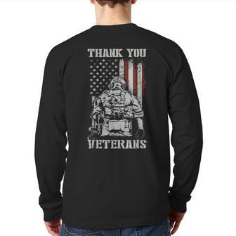 Thank You Veterans Combat Boots Veteran Day American Flag Back Print Long Sleeve T-shirt | Mazezy