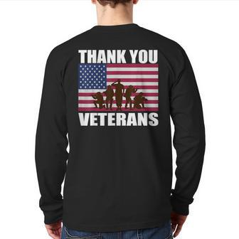 Thank You Veterans Day Day Memorial Back Print Long Sleeve T-shirt | Mazezy