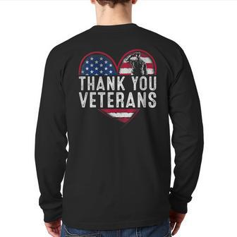 Thank You Veterans Day Memorial Day Partiotic Military Usa Back Print Long Sleeve T-shirt | Mazezy
