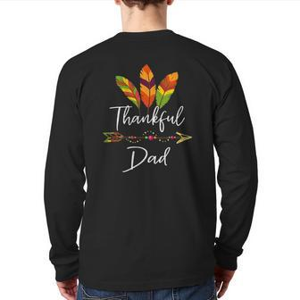 Thankful Dad Feather & Arrow Thanksgiving Back Print Long Sleeve T-shirt | Mazezy