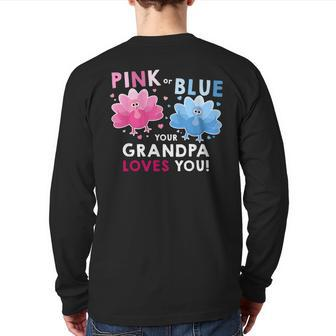 Thanksgiving Baby Shower Gender Reveal For Grandpa Back Print Long Sleeve T-shirt | Mazezy