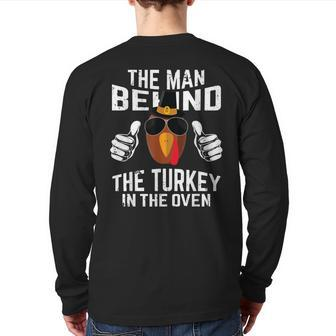 Thanksgiving Pregnancy Turkey Oven Dad To Be Back Print Long Sleeve T-shirt | Mazezy