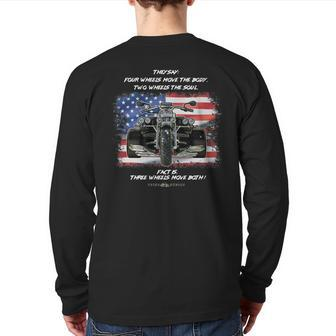 Three Wheels Do Both Usa Flags Trike Back Print Long Sleeve T-shirt - Monsterry AU