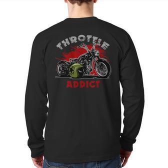 Throttle Addict Awesome Cool Bobber Motorcycle Back Print Long Sleeve T-shirt - Monsterry UK