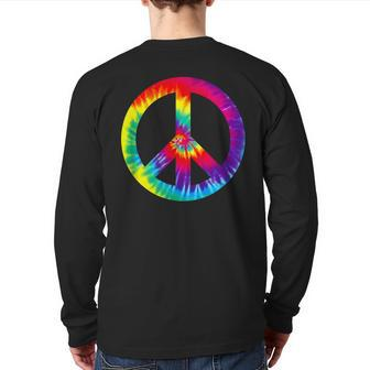 Tie Dye Peace Sign T 60S 70S Hippy Costume Back Print Long Sleeve T-shirt - Monsterry