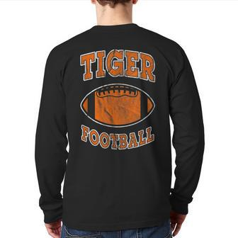 Tiger Football Vintage Distressed Back Print Long Sleeve T-shirt - Monsterry