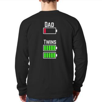 Tired Twin Dad Low Battery Charge Meme Image Back Print Long Sleeve T-shirt | Mazezy CA